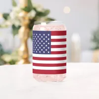 Red White & Blue Patriotic American Flag Can Glass