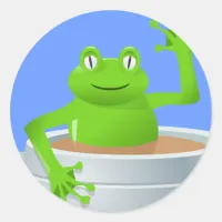 Frog in a Tea Classic Round Sticker