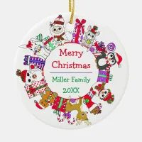 Festive Christmas Gingerbread, Snowman, Cats, Elf Ceramic Ornament