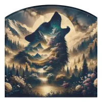 Wolf Howling at the Moon on a Cloudy Night Door Sign