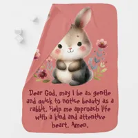 Rabbit Woodland Kids Christian Prayer on Pink | Baby Blanket