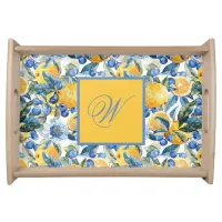 Blue and Yellow Lemon Serving Tray