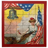 Vintage Lady, Eagle, Flag and Liberty Bell Mosiac Napkin