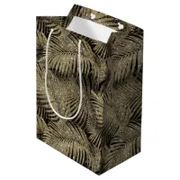 Sparkling Palm Leaves Pattern Gold ID831 Medium Gift Bag