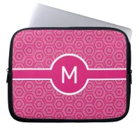 Single-Letter Monogram on Pink Hexagons Laptop Sleeve