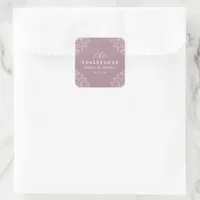 Elegant Mauve Dusty Rose Wedding Classic Square Sticker