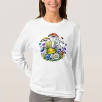 Whimsical Magical Mushrooms and Flowers T-Shirt