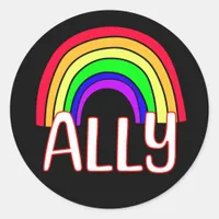 LGBTQIA+ Ally | Cute Rainbow Support Pride Classic Round Sticker