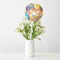 Anime Boy and Girl Floral Couple Personalized Balloon