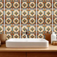 Geometric Moroccan Tile Pattern#2 Teal Gold ID1077