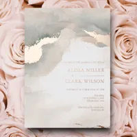 Painterly Watercolor Moody Wedding  Foil Invitation