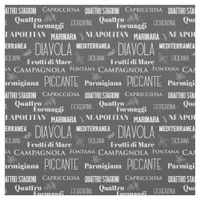 Pizza Names Typographic Italian Kitchen Chef Fabric