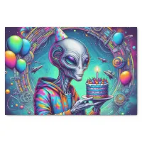 Alien holding Birthday Cake  Tissue Paper