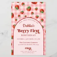 Budget Strawberry 1st Birthday Photo Invitation