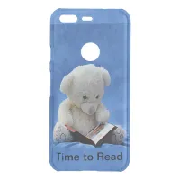 Teddy Bear Time to Read Blue Stuffed Animal, ZKOA Uncommon Google Pixel Case