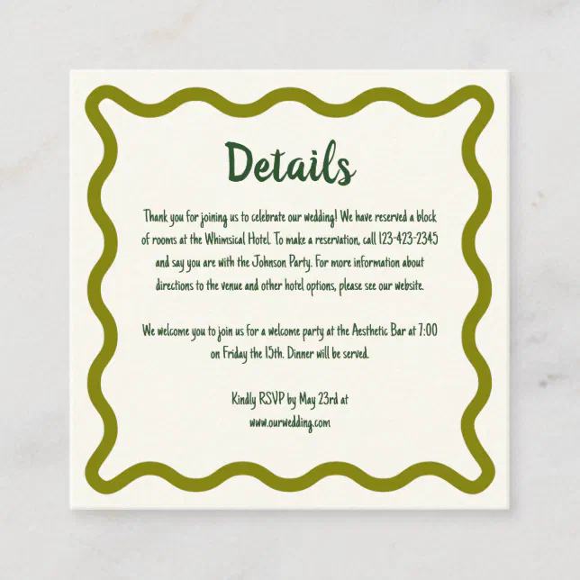 Handwritten Whimsical Border Wedding Details Enclosure Card