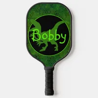 Personalized Green Dinosaur Hide Pickleball Paddle