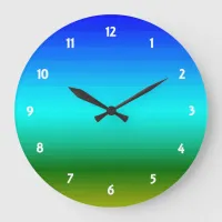 Sea and Sky Blue and Green Gradient Large Clock