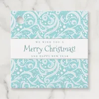 Teal Abstract Snowflake Pattern#10 ID1009 Favor Tags