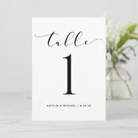 Wedding Table Numbers 5x7 Modern Swirly Script