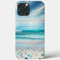 Pretty Blue Ocean Waves and Sea Glass  iPhone 13 Pro Max Case