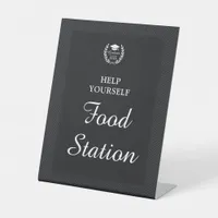 Black Personalized Food Station Graduation Party Pedestal Sign