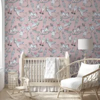 Vintage Toy Pattern Pink/Gray ID783 Wallpaper