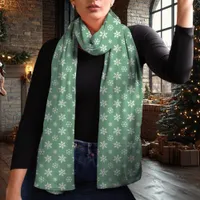 Snowflake Green and White Christmas Scarf