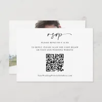 Modern Minimal Wedding QR Code Photo RSVP Card