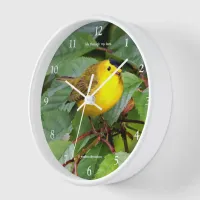Beautiful Wilson's Warbler Songbird in Cherry Tree Clock