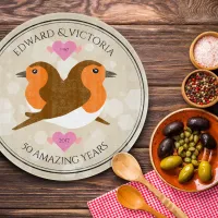 Beautiful European Robins: Any Year Anniversary Cutting Board