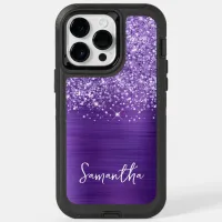 Glittery Purple Amethyst Glam Name OtterBox iPhone 14 Pro Max Case