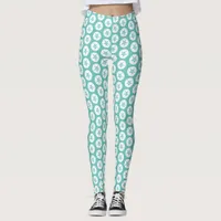 Sand Dollar Summer Beach Blue and White Print Leggings