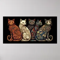 Cats in Victorian wallpaper style Poster