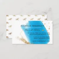  Blue and Gold Brushstrokes Square Business Card