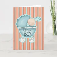 It's a Boy! Blue Baby Buggy Congratulations Card