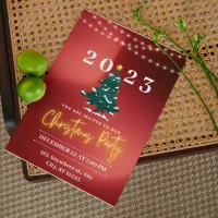 Red White Modern Neon Christmas Party Invitation