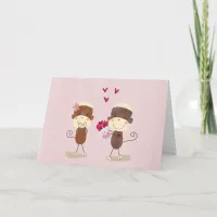 Lovely Sock Monkey Couple Valentine Card