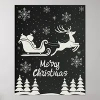 Chalkboard Merry Christmas Poster with Reindeer 