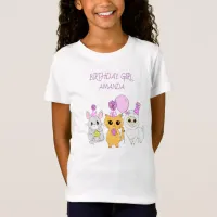 Personalized Birthday Girl LLama, Kitten and Mouse T-Shirt