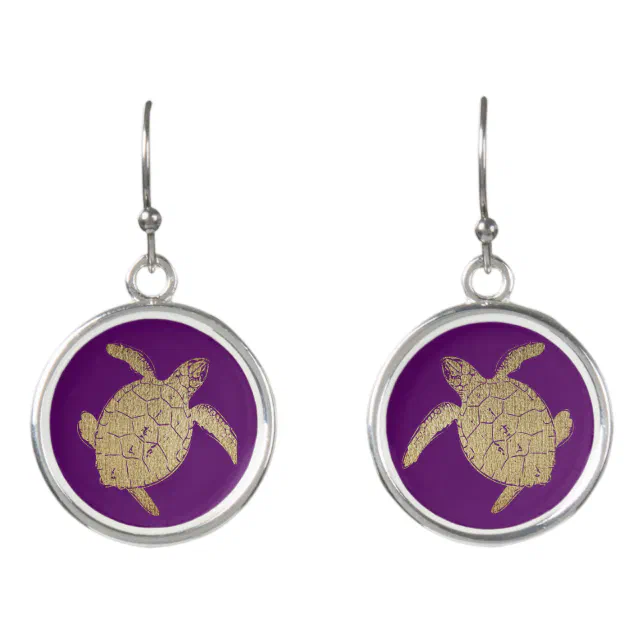 Golden marine turtle earrings