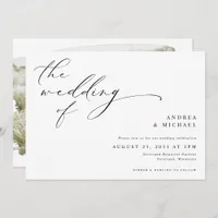 Vintage Script Romantic Photo Horizontal Wedding Invitation