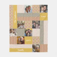 Family Photos Floral Quilt Boho Flowers Keepsake Fleece Blanket