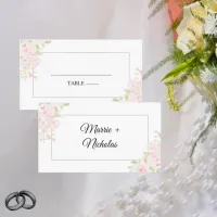 Dusty Pink Rose Floral Watercolor Wedding Place Card