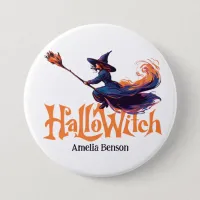 HalloWitch Colorful Witch Illustration Halloween Button
