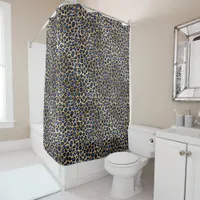 Navy and Gold Cheetah Print Shower Curtain