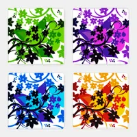 [Retro Floral] Bold Botanical Graphic Design Coaster Set