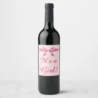 Pink "It's a Girl" Wine Bottle Labels