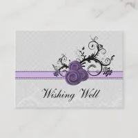 pastel purple damask polka dots wishing well cards