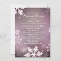 Rose Gold Snowflakes Winter Rehearsal Dinner Invitation